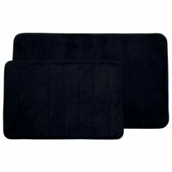 Outlet 🔥 Black 20.25 in. x 32.25 in. Memory Foam 2-Piece Bath Mat Set by Lavish Home 🌟
