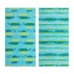Top 10 😍 Ombre Fish and Ombre Turtle 2-Piece Blue Cotton 36 X 68 Beach Towel by Tommy Bahama 👏