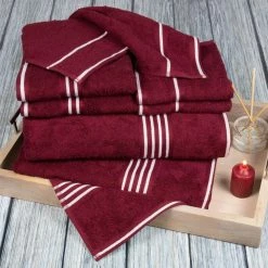 Cheapest 🎁 Rio 8-Piece Red Solid Cotton Bath Towel Set by Lavish Home 🧨