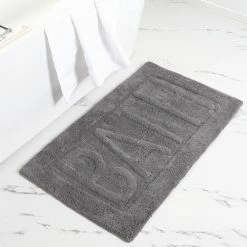 Coupon ❤️ 2-Pack "Bath" Charcoal 21 in. x 34 in. 100% Cotton Bath Mat by MODERN THREADS 🔥 -Harper Lane Sales charcoal modern threads bathroom rugs bath mats 5btbt2pe chr st c3 1000