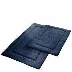 Buy 👍 2-Pack Solid Loop Cotton 21x34 inch Bath Mat Set with non-slip backing Charcoal by MODERN THREADS 🎁