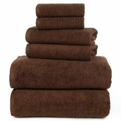 Top 10 ✔️ 100% Egyptian Cotton Zero Twist Towel Set in Chocolate (6-Piece) by Lavish Home ✔️
