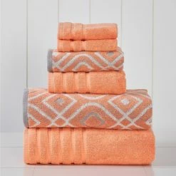 Buy 😉 Oxford Coral 6-Piece Yarn Dyed Towel Set by MODERN THREADS 👏