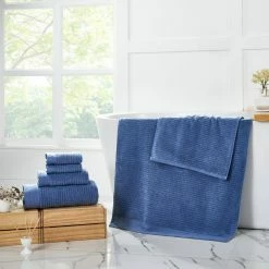 Cheap 🛒 Soft Rib Denim Cotton Quick Dry 6 -Piece Towel Set by MODERN THREADS 🛒