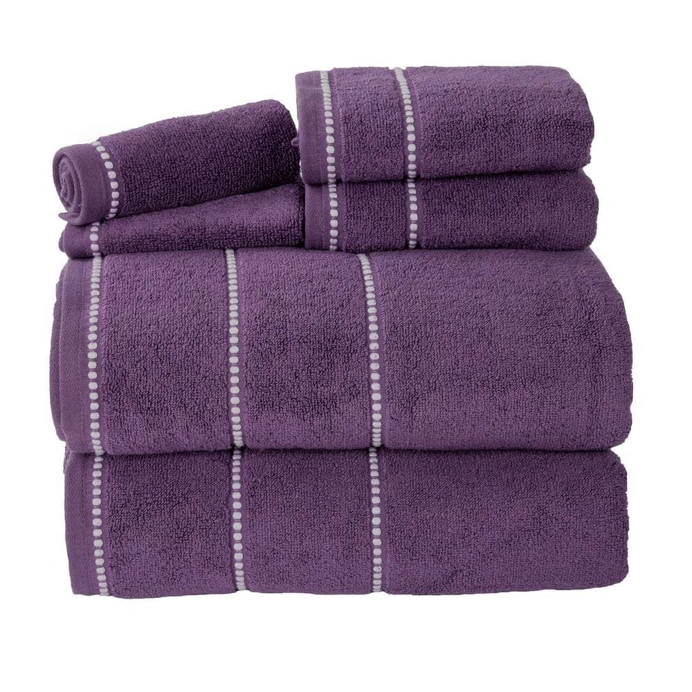 New โจ Zero Twist Quick Dry 6-Piece Eggplant Solid Cotton Bath Towel Set by Lavish Home ๐ 1 New โจ Zero Twist Quick Dry 6-Piece Eggplant Solid Cotton Bath Towel Set by Lavish Home ๐