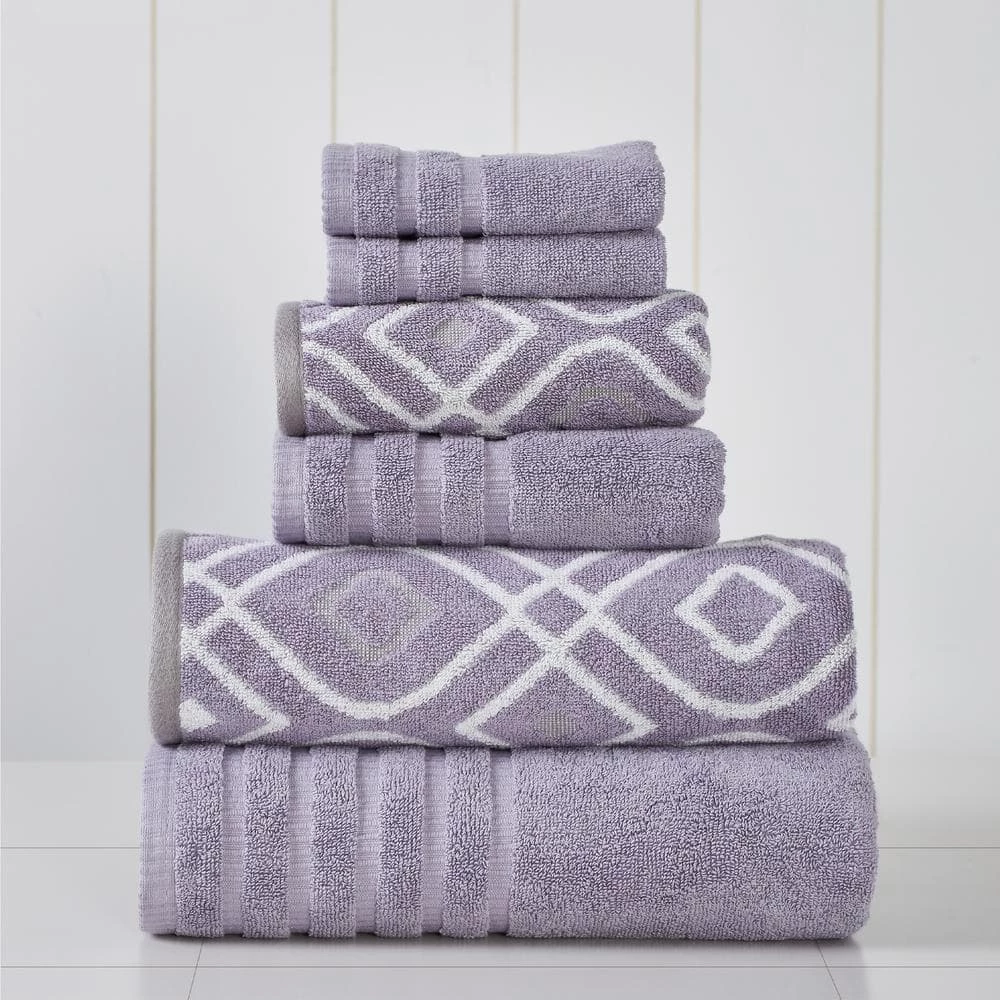Promo ⌛ Oxford Gray Lavender 6-Piece Yarn Dyed Towel Set by MODERN THREADS ⭐ 1 Promo ⌛ Oxford Gray Lavender 6-Piece Yarn Dyed Towel Set by MODERN THREADS ⭐