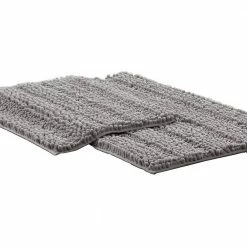 Best Pirce ๐ 2-Pack Chenille Noodle 21x34 inch bath mat with non-slip Gray by MODERN THREADS ๐