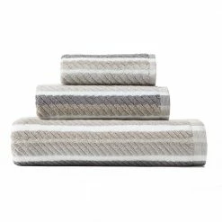 New ✔️ Ocean Bay Stripe Grey 3-Piece Terry Cotton Bath Towel Set by Tommy Bahama 👏