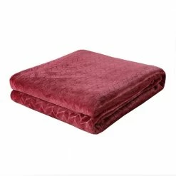 Promo 👍 Velvet Plush Burgundy Leaves Woven Polyester Full/Queen Blanket by Harper Lane 😉 -Harper Lane Sales harper lane bed blankets 16588 4f 1000
