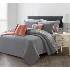 Best Pirce ๐ 9-Piece Charcoal/Rose Queen Bed in a Bag Set by Harper Lane ๐