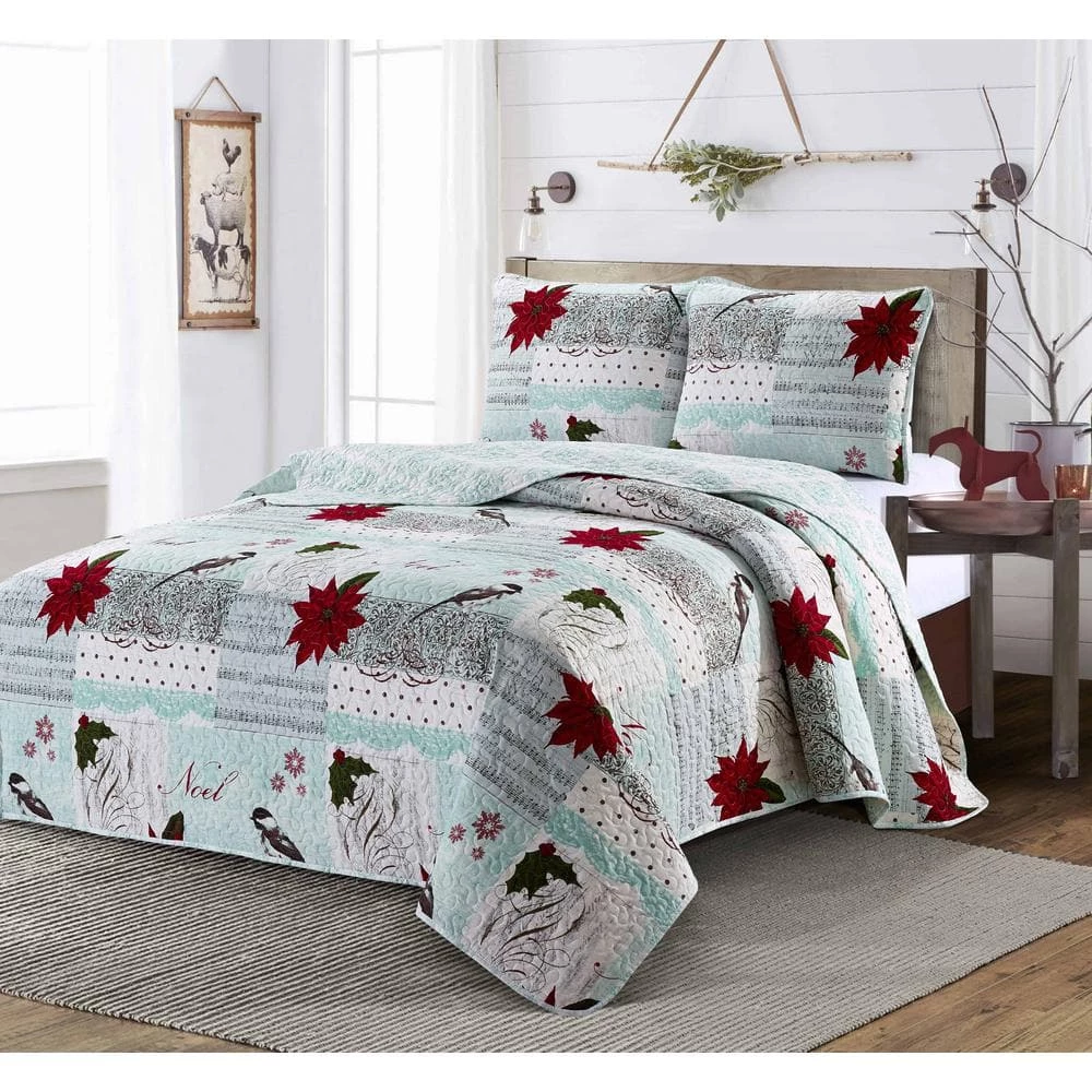 Coupon β€οΈ Noel Classic Multi Poinsetta π Christmas Microfiber Twin 2-Piece Quilt Set by Harper Lane π 1 Coupon β€οΈ Noel Classic Multi Poinsetta π Christmas Microfiber Twin 2-Piece Quilt Set by Harper Lane π