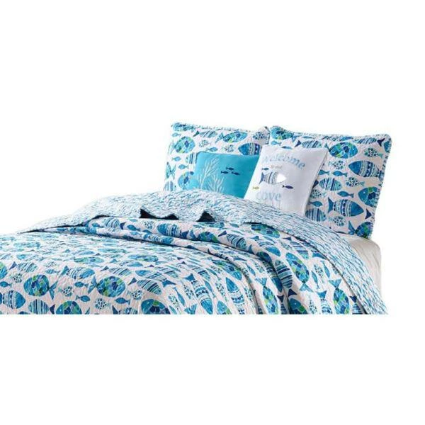 Budget ๐ 3-Piece Blue Welcome Cove Coastal Reversible Microfiber King Quilt Set by Harper Lane ๐ 2 Budget ๐ 3-Piece Blue Welcome Cove Coastal Reversible Microfiber King Quilt Set by Harper Lane ๐ - Image 2