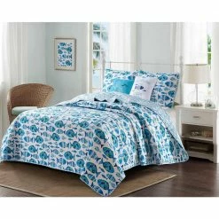 Top 10 😉 2-Piece Blue Welcome Cove Coastal Reversible Microfiber Twin Quilt Set by Harper Lane 🤩