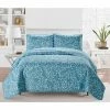 Flash Sale ✔️ Branches 3-Piece Aqua Microfiber Full / Queen Quilt Set by Harper Lane 😀