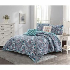 Top 10 ❤️ Merriam 5-Piece Blue Microfiber Full/Queen Quilt Set by Harper Lane 😉