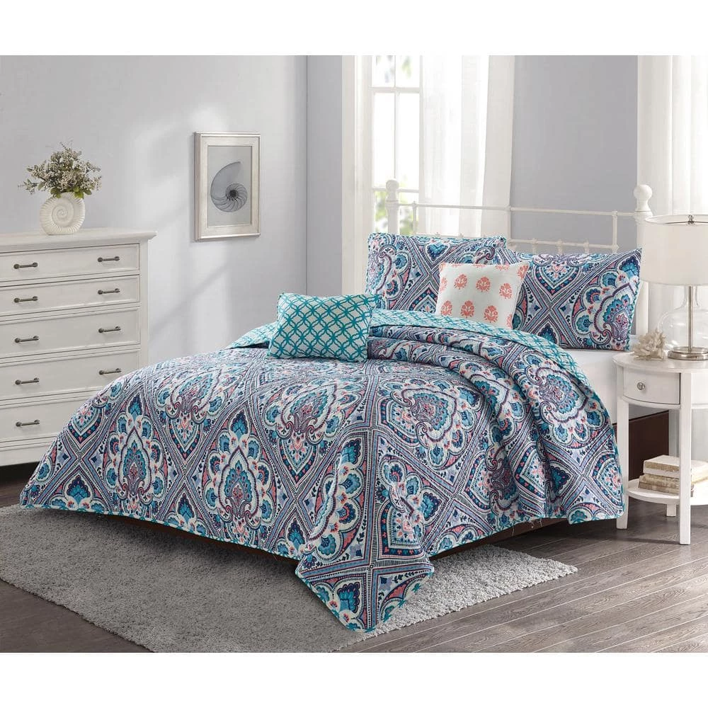 Top 10 โค๏ธ Merriam 5-Piece Blue Microfiber Full/Queen Quilt Set by Harper Lane ๐ 1 Top 10 โค๏ธ Merriam 5-Piece Blue Microfiber Full/Queen Quilt Set by Harper Lane ๐