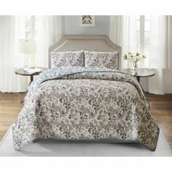 Hot Sale 🧨 Scroll 3-Piece Tan Microfiber Full/Queen Quilt Set by Harper Lane 😀