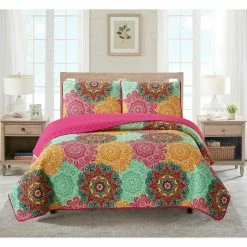 Budget 😀 Harper 3-Piece Multi-Colored Microfiber King Quilt Set by Harper Lane 🎉