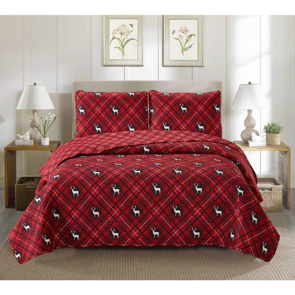 Hot Sale ๐งจ Rudolph 3-Piece Red Microfiber King Quilt Set by Harper Lane ๐ 1 Hot Sale ๐งจ Rudolph 3-Piece Red Microfiber King Quilt Set by Harper Lane ๐