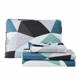 Discount 🔔 Triangle Geometric 2-Piece Blue Microfiber Quilt Set by Harper Lane 😍 -Harper Lane Sales harper lane bedding sets 15886 1f 1000