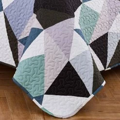 Discount 🔔 Triangle Geometric 2-Piece Blue Microfiber Quilt Set by Harper Lane 😍 -Harper Lane Sales harper lane bedding sets 15886 4f 1000