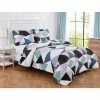 Discount 🔔 Triangle Geometric 2-Piece Blue Microfiber Quilt Set by Harper Lane 😍