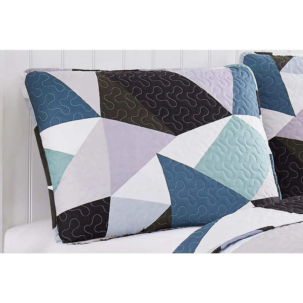 Best deal ๐ Triangle Geometric 3-Piece Blue Microfiber Full/Queen Quilt Set by Harper Lane ๐ฏ 2 Best deal ๐ Triangle Geometric 3-Piece Blue Microfiber Full/Queen Quilt Set by Harper Lane ๐ฏ - Image 2