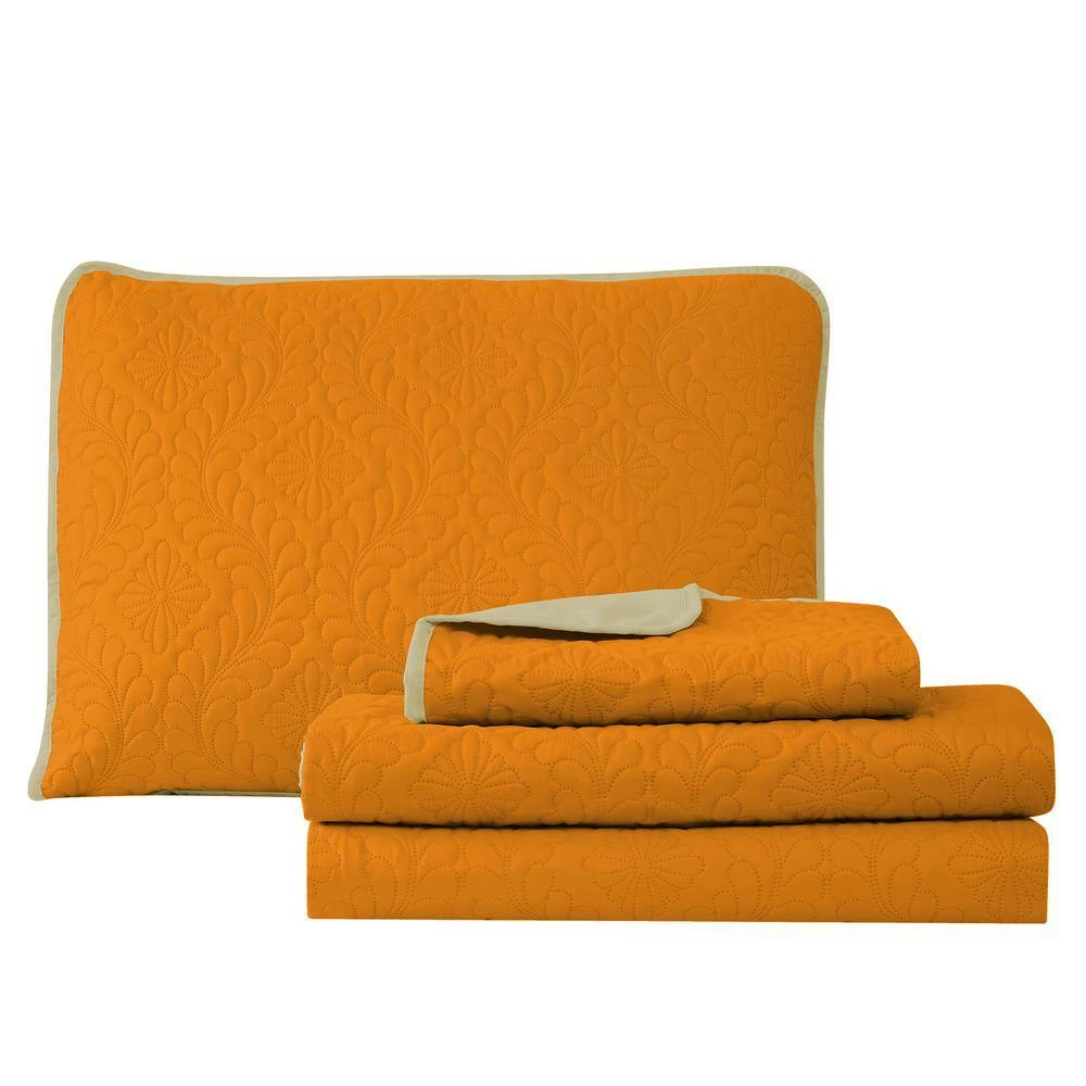 New ๐ฅ Solid Medallion 2-Piece Orange/Tan Microfiber Twin Quilt Set by Harper Lane ๐ 5 New ๐ฅ Solid Medallion 2-Piece Orange/Tan Microfiber Twin Quilt Set by Harper Lane ๐ - Image 5