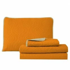 Budget 🧨 Solid Medallion 3-Piece Orange/Tan Microfiber Full/Queen Quilt Set by Harper Lane 🔥 -Harper Lane Sales harper lane bedding sets 15908 44 1000