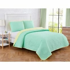 Coupon 👏 Solid Medallion Full/Queen Microfiber Mint/Aqua 3-Piece Quilt Set by Harper Lane ✔️