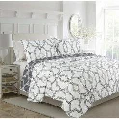 Wholesale 🥰 Trellis 3-Piece Grey Microfiber Full/Queen Quilt Set by Harper Lane ✨