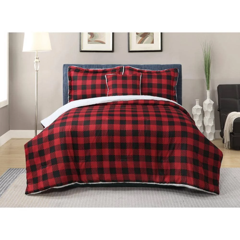 Buy ๐ Canyon Plaid 4-Piece Red Microfiber Sherpa Full / Queen Comforter Set by Harper Lane ๐ฅ 1 Buy ๐ Canyon Plaid 4-Piece Red Microfiber Sherpa Full / Queen Comforter Set by Harper Lane ๐ฅ