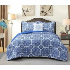Cheapest ❤️ Briar 4-Piece Blue Microfiber King Comforter Set by Harper Lane 🥰