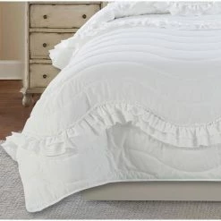 Best deal 👏 Charlotte 3-Piece White Microfiber Ruffle King Quilt Set by Harper Lane 😀 -Harper Lane Sales harper lane bedding sets 16299 4f 1000