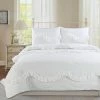 Best deal 👏 Charlotte 3-Piece White Microfiber Ruffle King Quilt Set by Harper Lane 😀