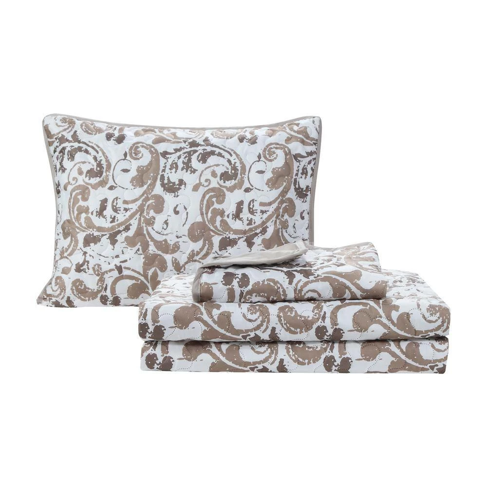 Cheap ✨ Scroll 3-Piece Tan Microfiber Full/Queen Quilt Set by Harper Lane ❤️ 2 Cheap ✨ Scroll 3-Piece Tan Microfiber Full/Queen Quilt Set by Harper Lane ❤️ - Image 2