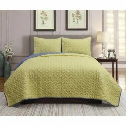 Outlet ⌛ York 3-Piece Yellow Microfiber King Quilt Set by Harper Lane ⭐