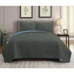 Deals 🌟 York 2-Piece Gray Microfiber Twin Quilt Set by Harper Lane 😀