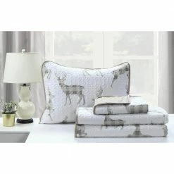 Promo 🌟 Claus 3-Piece White Microfiber Full/Queen Quilt Set by Harper Lane ❤️ -Harper Lane Sales harper lane bedding sets 16679 4f 1000