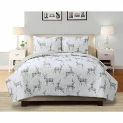 Promo ๐ Claus 3-Piece White Microfiber Full/Queen Quilt Set by Harper Lane โค๏ธ