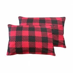 Wholesale 👏 Ebony Plaid 2-Piece Red Microfiber Standard Pillowcase Pair by Harper Lane 🌟