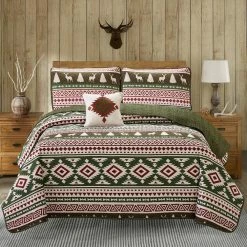 Deals 🤩 Deer Forest Multi 4-Piece Full/Queen Polyester Quilt Set by Harper Lane 🔥