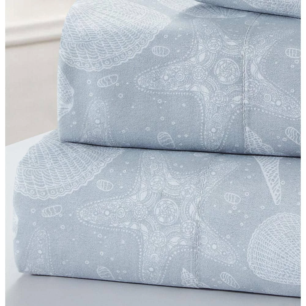 Budget ๐ Seashells 4-Piece Blue Microfiber King Sheet Set by Harper Lane ๐ฅฐ 4 Budget ๐ Seashells 4-Piece Blue Microfiber King Sheet Set by Harper Lane ๐ฅฐ - Image 4