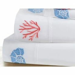Wholesale 🎁 Colorful Shells Embroidered 4-piece White Microfiber Queen Sheet Set by Harper Lane 🔥 -Harper Lane Sales harper lane sheet sets 14095 1f 1000
