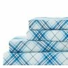 New 🎉 Lodge Plaid 4-Piece Blue Microfiber Full Sheet Set by Harper Lane 😍