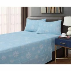 Cheapest 🎉 Snowflake 4-piece Blue Cotton Flannel King Sheet Set by Harper Lane 🎁