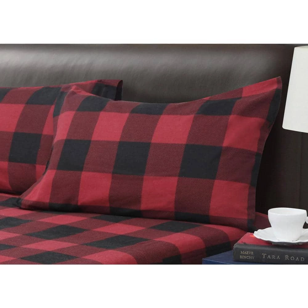 Budget ๐ Dresden Buffalo Plaid 4-piece Red Cotton Flannel Queen Sheet Set by Harper Lane ๐ 2 Budget ๐ Dresden Buffalo Plaid 4-piece Red Cotton Flannel Queen Sheet Set by Harper Lane ๐ - Image 2