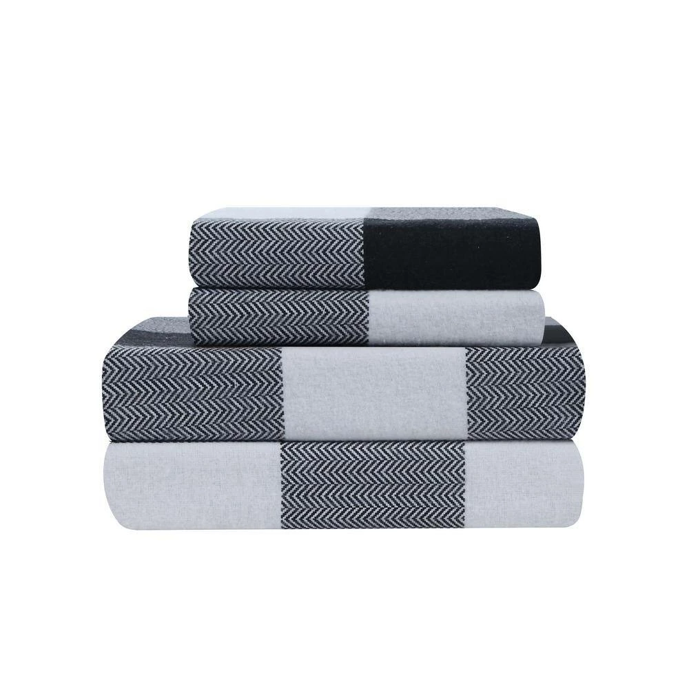 Deals โจ Dresden Buffalo Plaid 4-piece Black/White Cotton Flannel Full Sheet Set by Harper Lane ๐ 4 Deals โจ Dresden Buffalo Plaid 4-piece Black/White Cotton Flannel Full Sheet Set by Harper Lane ๐ - Image 4