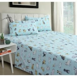 Best Pirce 🥰 Puppies 3-Piece Blue Microfiber Twin Sheet Set by Harper Lane 🥰