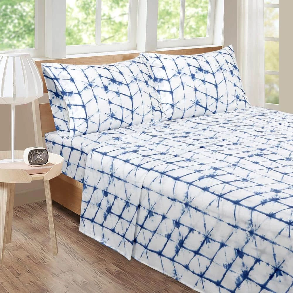 Brand new โญ Roxanne Tie Dye 4-piece Microfiber Blue King Sheet Set by Harper Lane ๐งจ 1 Brand new โญ Roxanne Tie Dye 4-piece Microfiber Blue King Sheet Set by Harper Lane ๐งจ